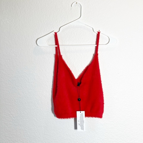 🔥SALE🔥 For Love & Lemons red Fiona fuzzy crop top. X-Large New - Picture 6 of 9